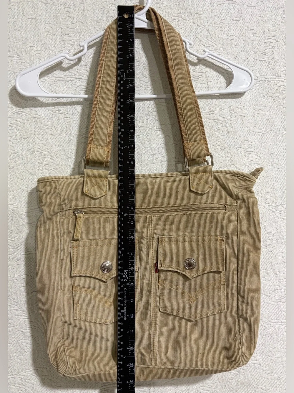 90's Y2K Levi's Jeans Beige Corduroy Tote Purse Bag Red Tag VTG